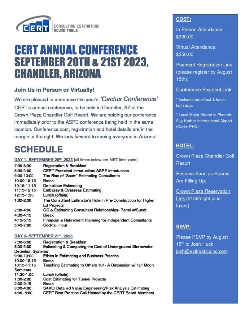 CERT ANNUAL CONFERENCE 2023 CHANDLER ARIZONA